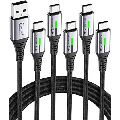 INIU Cable USB C, [5 Pack 3,1A] Cable Trenzado Niln de Carga Rpida QC3.0 Cable USB Tipo C, (1+1+2+2+3m) Cable Sincronizacin de Datos para Samsung S20 S10 S9 Note 10 9 8 Huawei P30 P20 Xiaomi Redmi